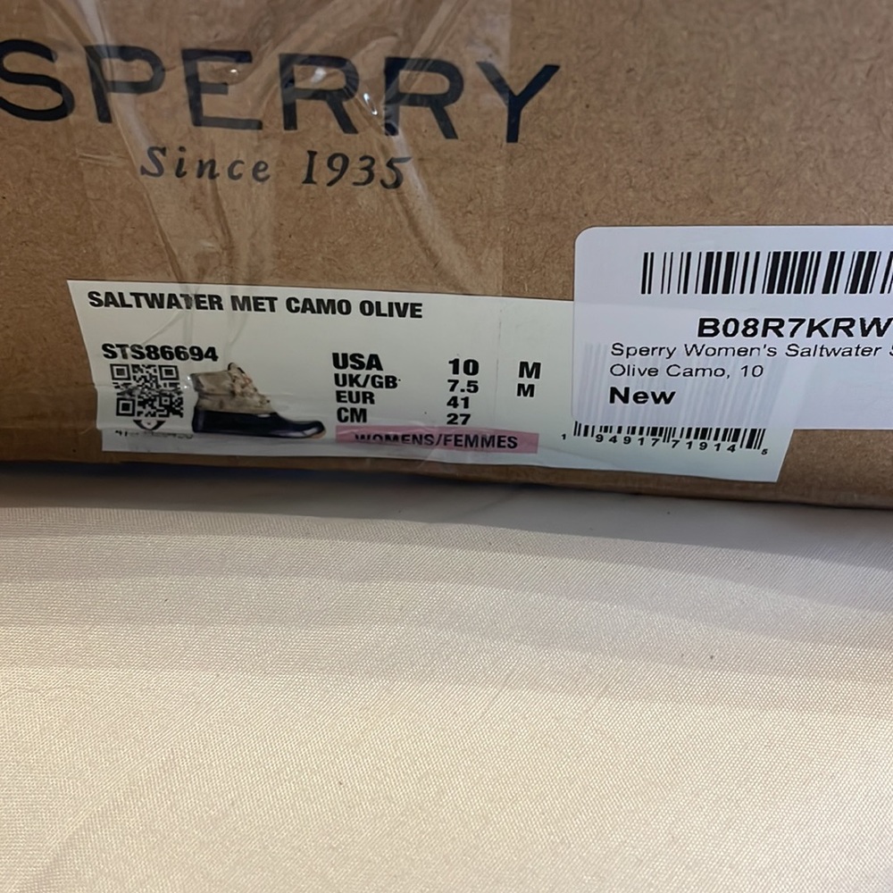 Sperry Saltwater Met Camo Olive boots brand new - Picture 6 of 6